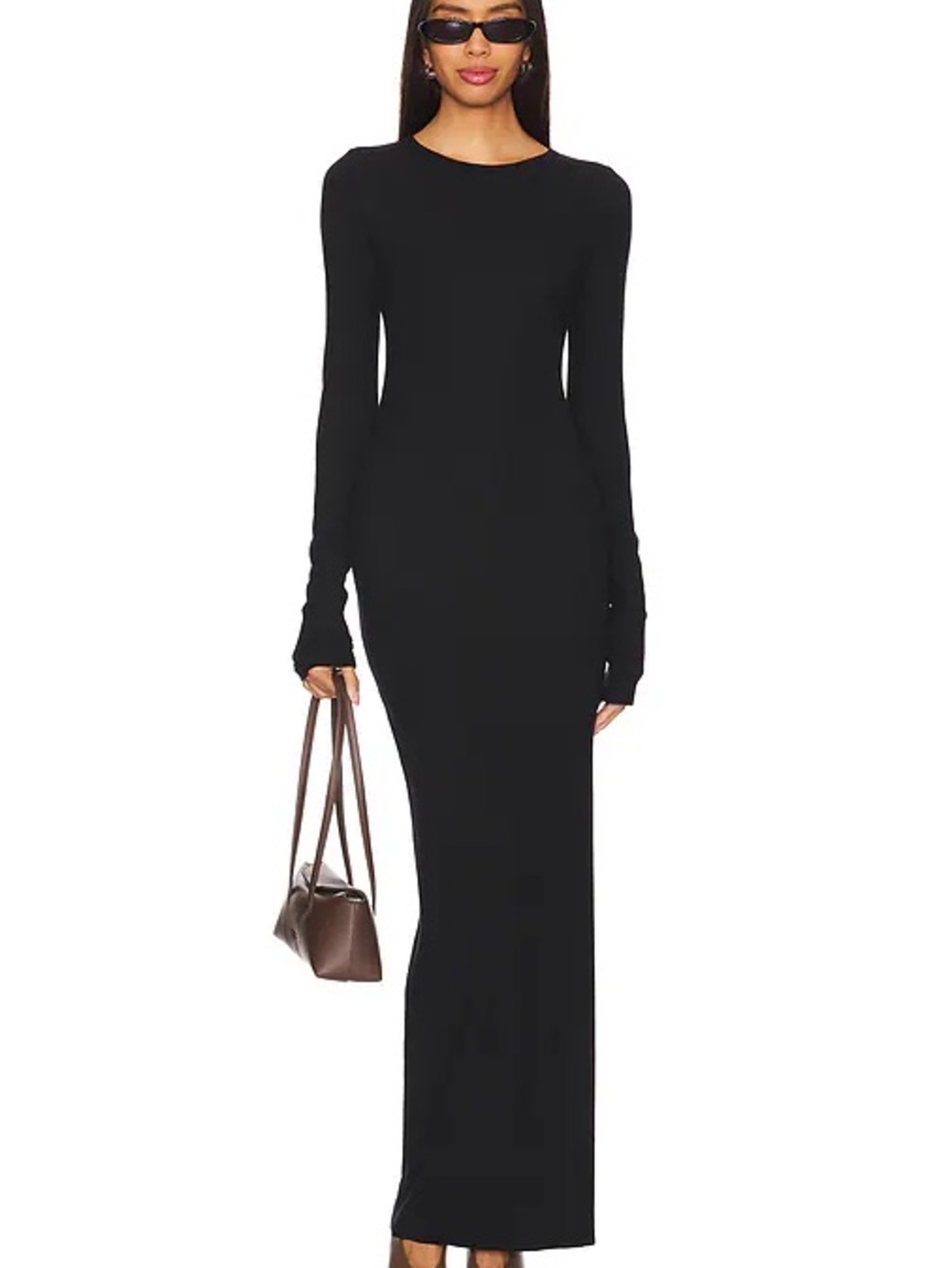 ETERNE BLACK LONG SLEEVE CREWNECK MAXI DRESS Size M